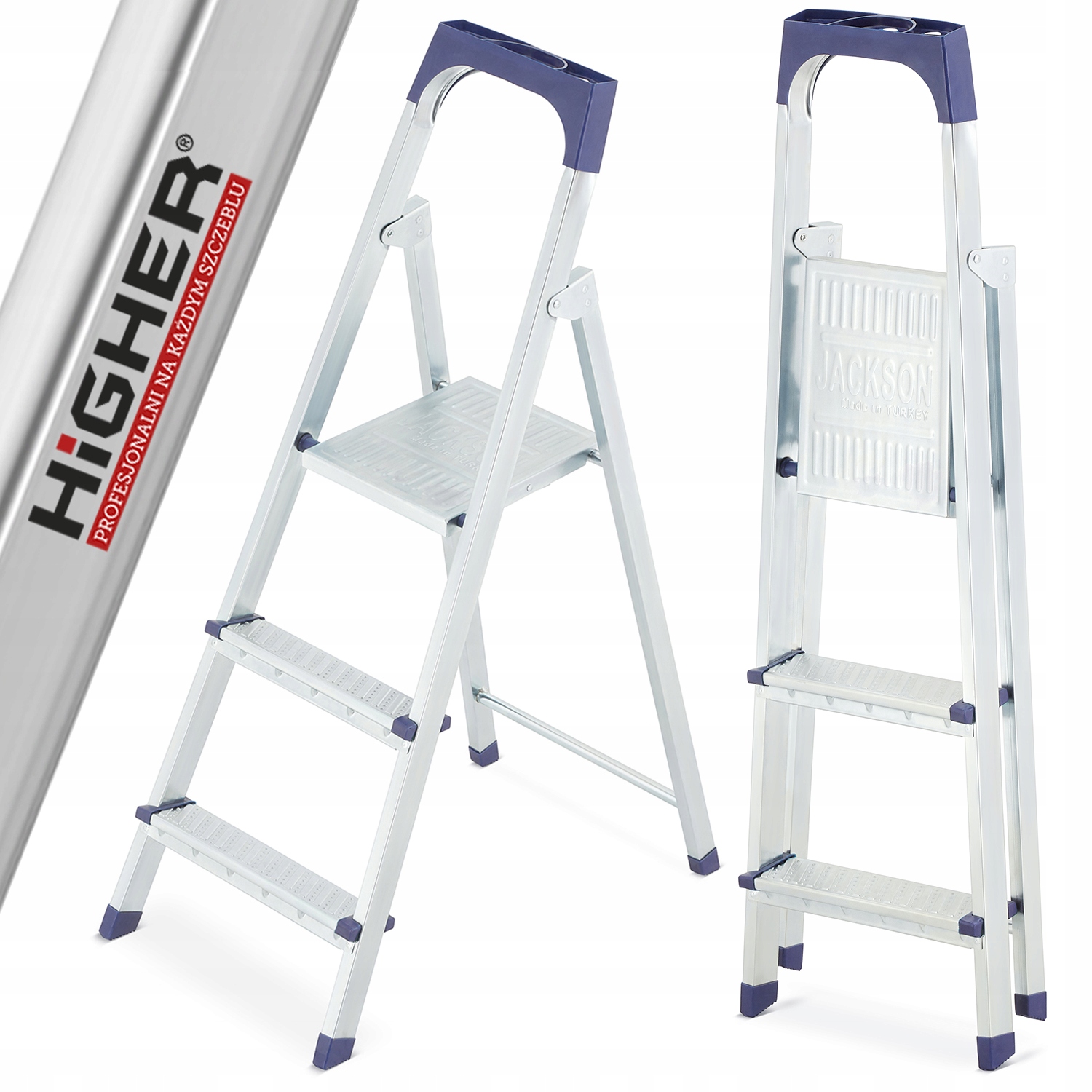 

Drabina aluminiowa domowa schodki Higher 3 stopnie