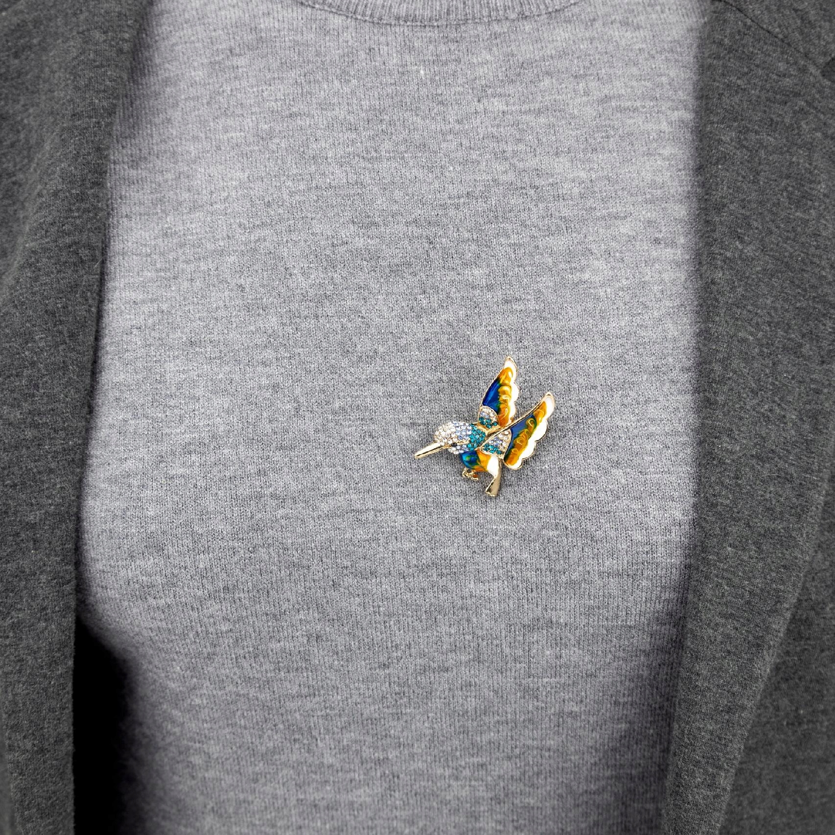 PINETS Koliber ptak broszka na prezent cyrkonie Marka Pinets