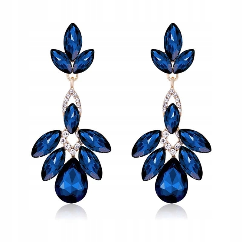 

Kolczyki niebieskie długie kryształki cyrkonie