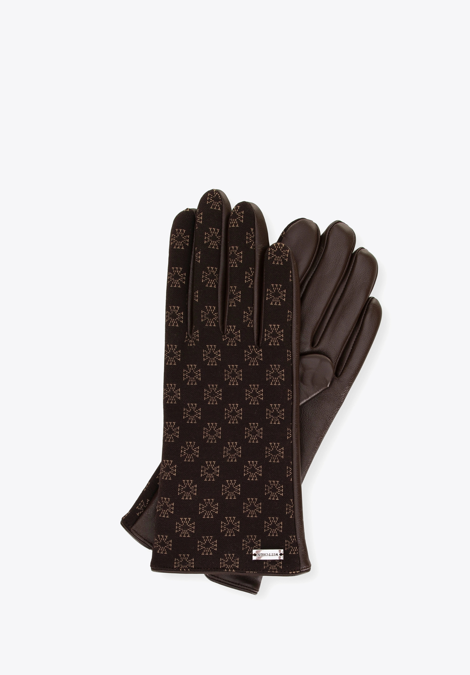Dámské zateplené rukavice s monogramem Wittchen 39-6A-021-4 L, Hnědá