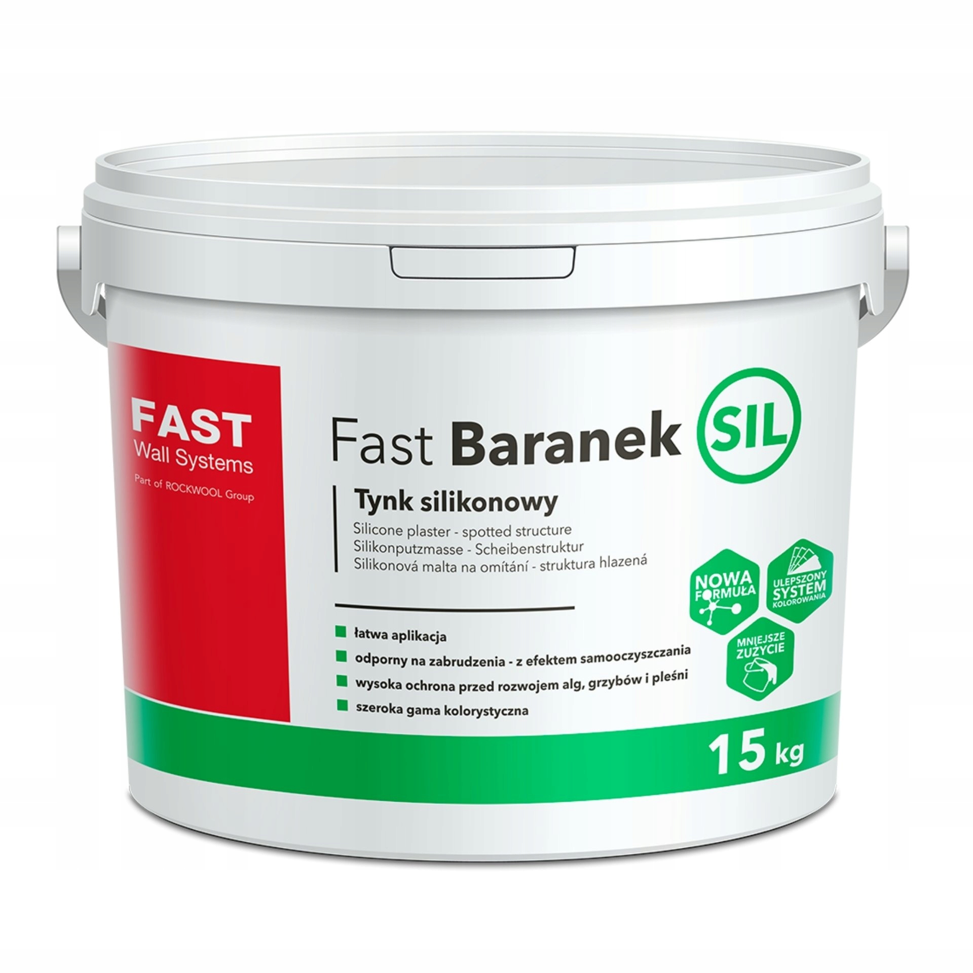 Fast Baranek Sil tynk silikonowy 1,5 mm wiadro 15 kg baza