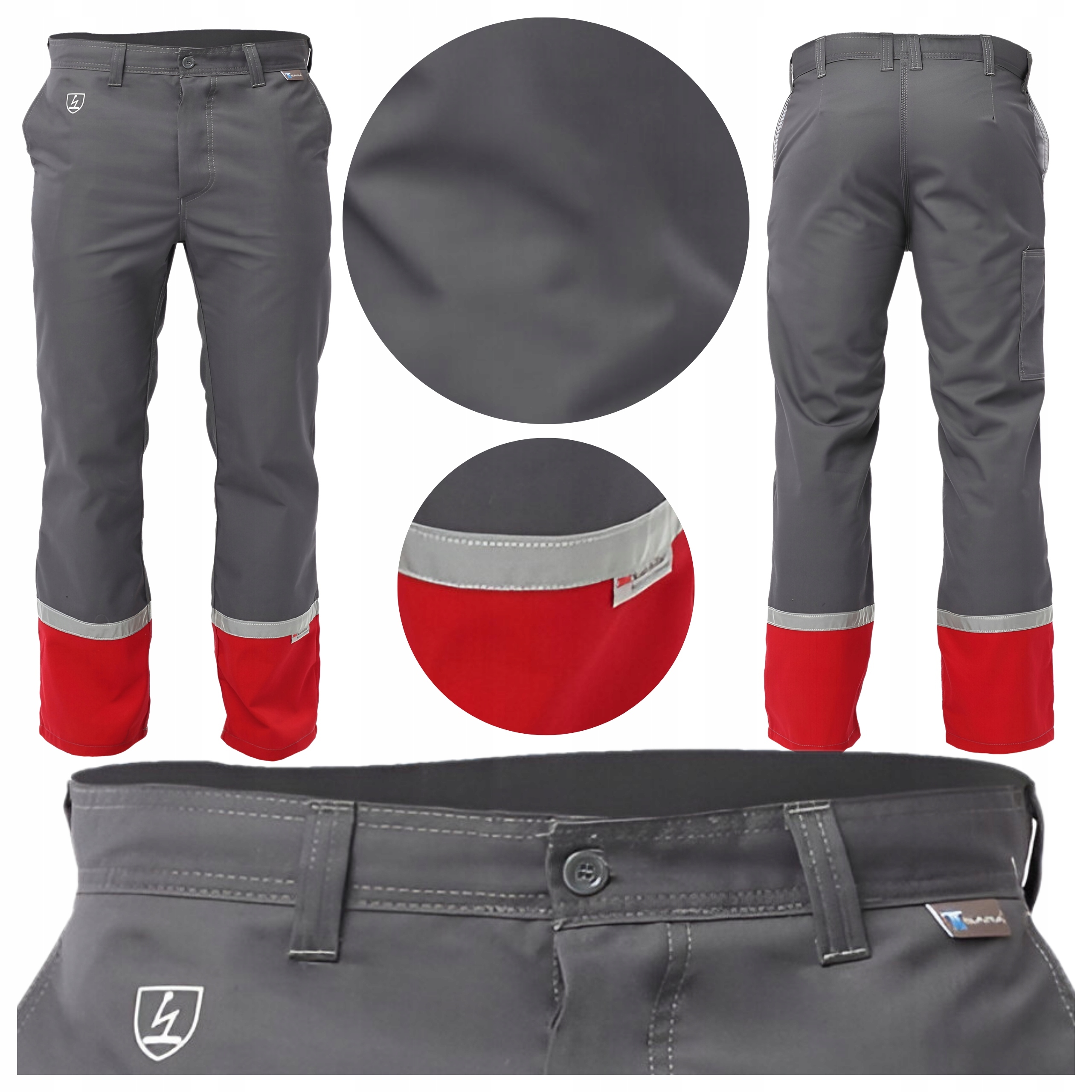 Spodnie Robocze Męskie Bhp Antystatyczne Odblaskowe Elastyczne S