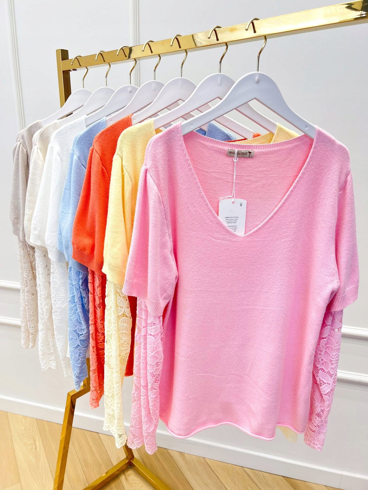 Dámský svetr Livans s ecru krajkou vel Uni, S, M, L, XL