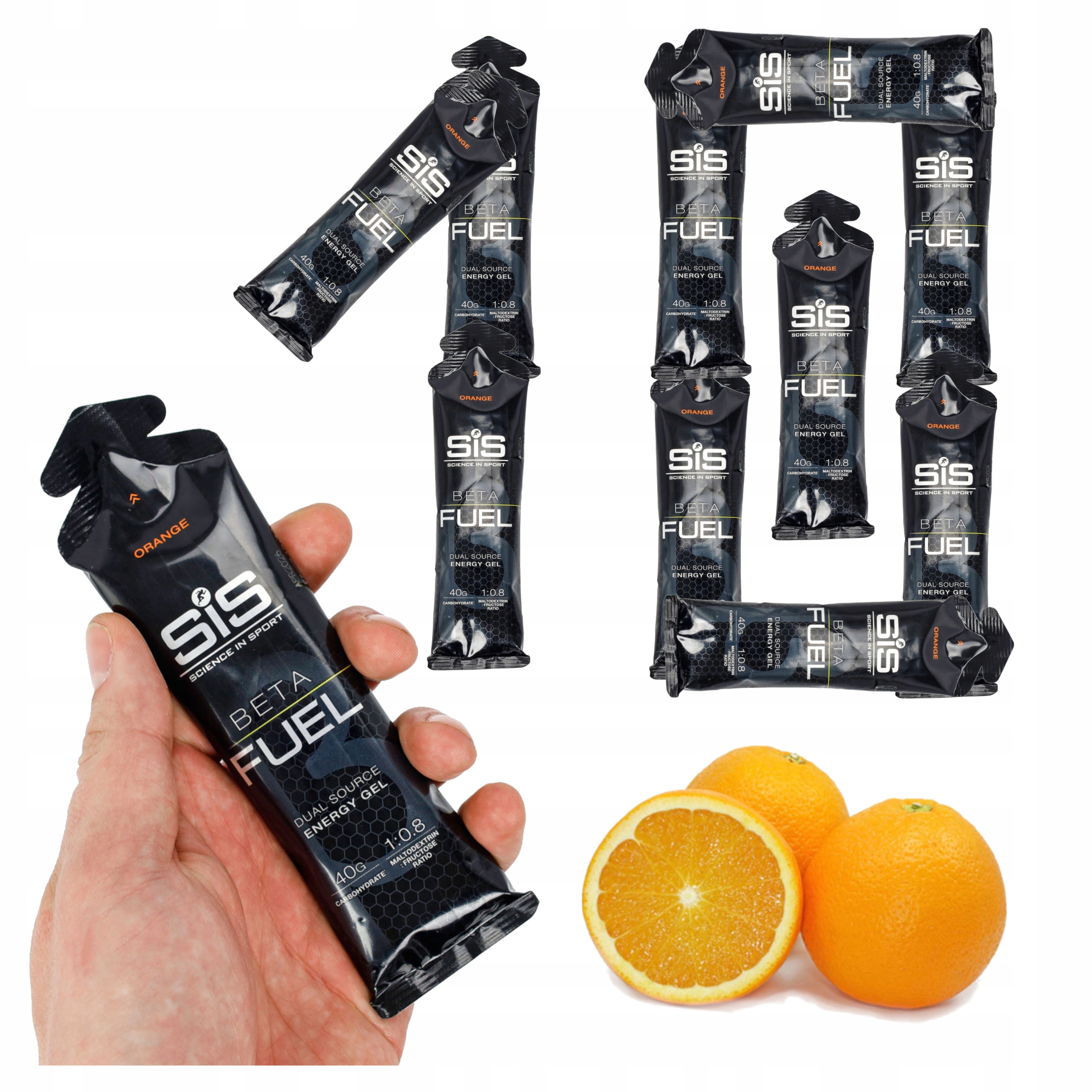 Energetický gel Sis Beta Fuel oranžový 60 ml sacharidy 10 ks Set