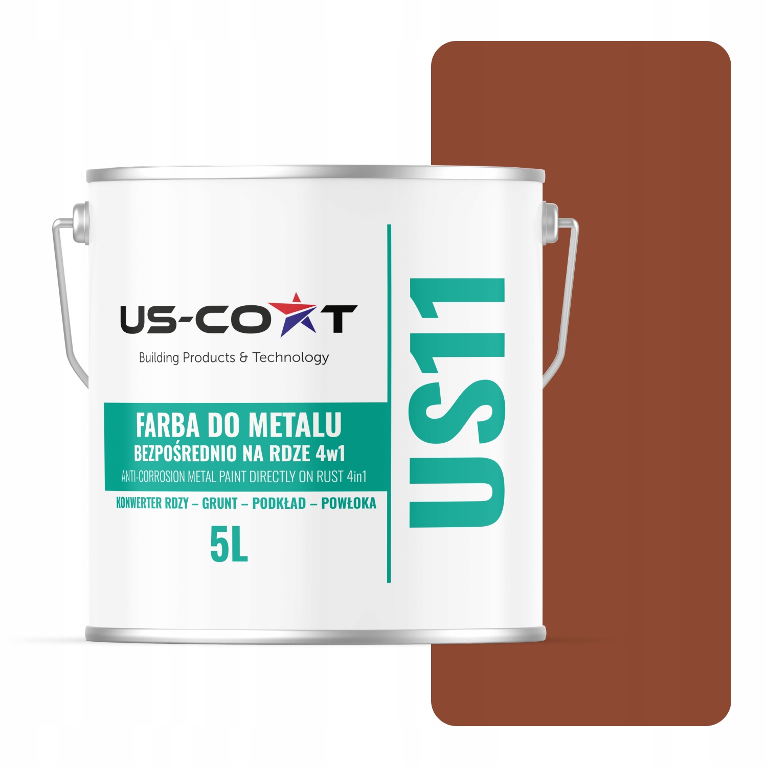 Farba Na Kov Na Hrdzu Plech Pozinkovaná 4v1 Farba Tehlová RAL8004 Polomat 5L