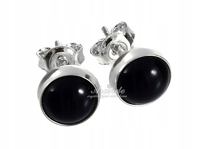 Onyx Černý Stříbro Krásné Náušnice 7 mm