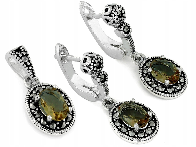 Sada stříbrných šperků 925 6.69 g s náušnice a přívěskem s markýzami