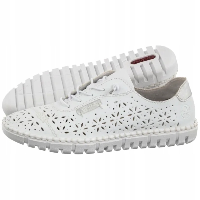 Dámské pohodlné ažurové boty Rieker Bílé M2354-80 Bílé