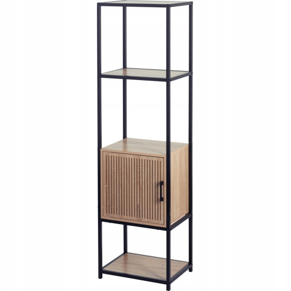 Regál regál loft kov drevo 43x33x153 cm polička čierna Moderný