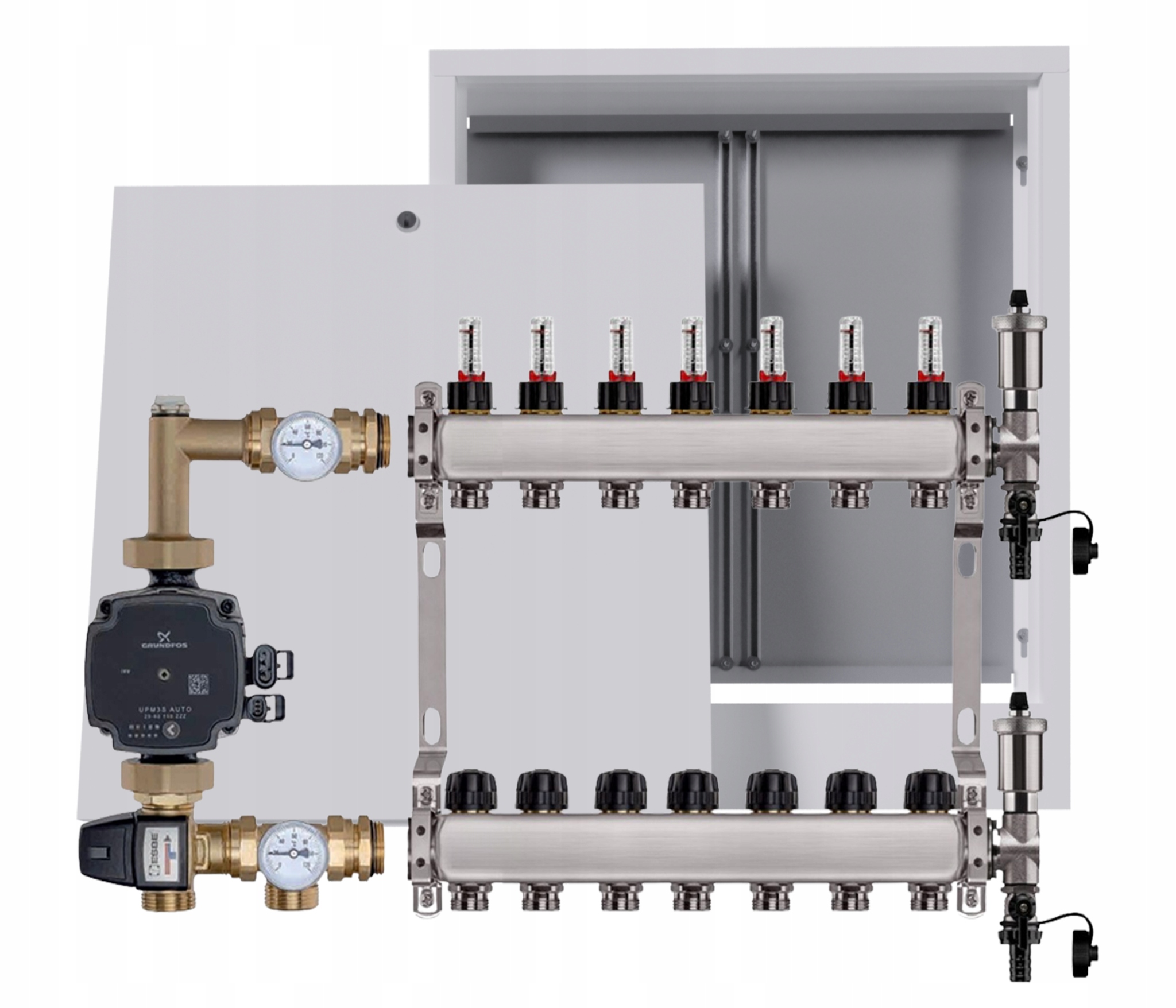 Nerezový rozdeľovač na podlahu 7, nástenná skrinka Čerpadlo Grundfos