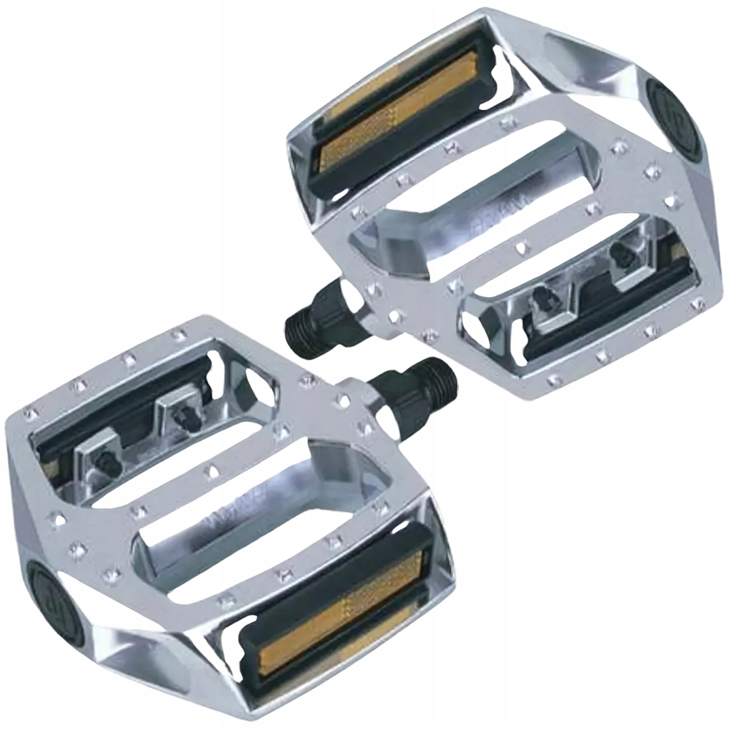 Pedały Bmx aluminiowe 1/2" srebrne platformowe z odblaskami