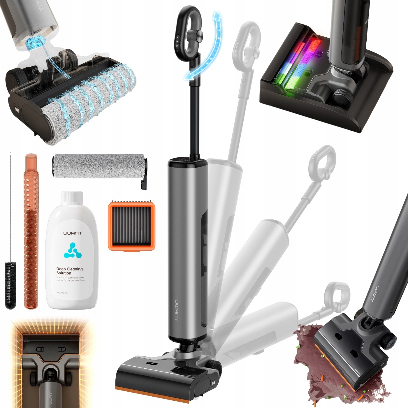 Vysavač Bezdrátový Vertikální Mopovací 2v1 Uwant D800 Led Antibakteriální