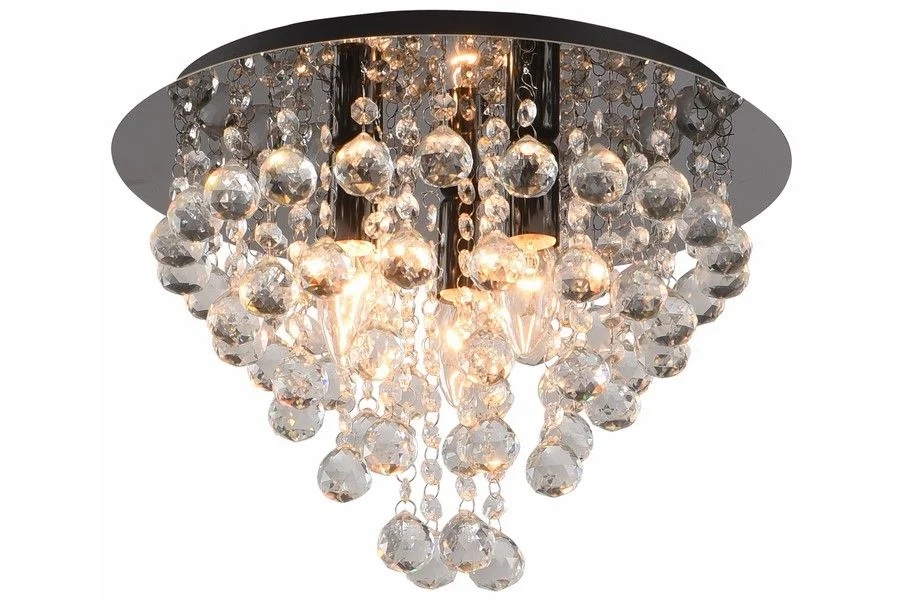 Stropná lampa glamour čierna s kryštálmi do spálne a obývačky 38 cm Reality