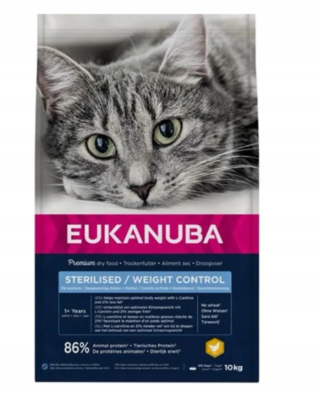 Eukanuba Sterilised/Weight Control 1+ sucha karma dla kota kurczak 10 kg