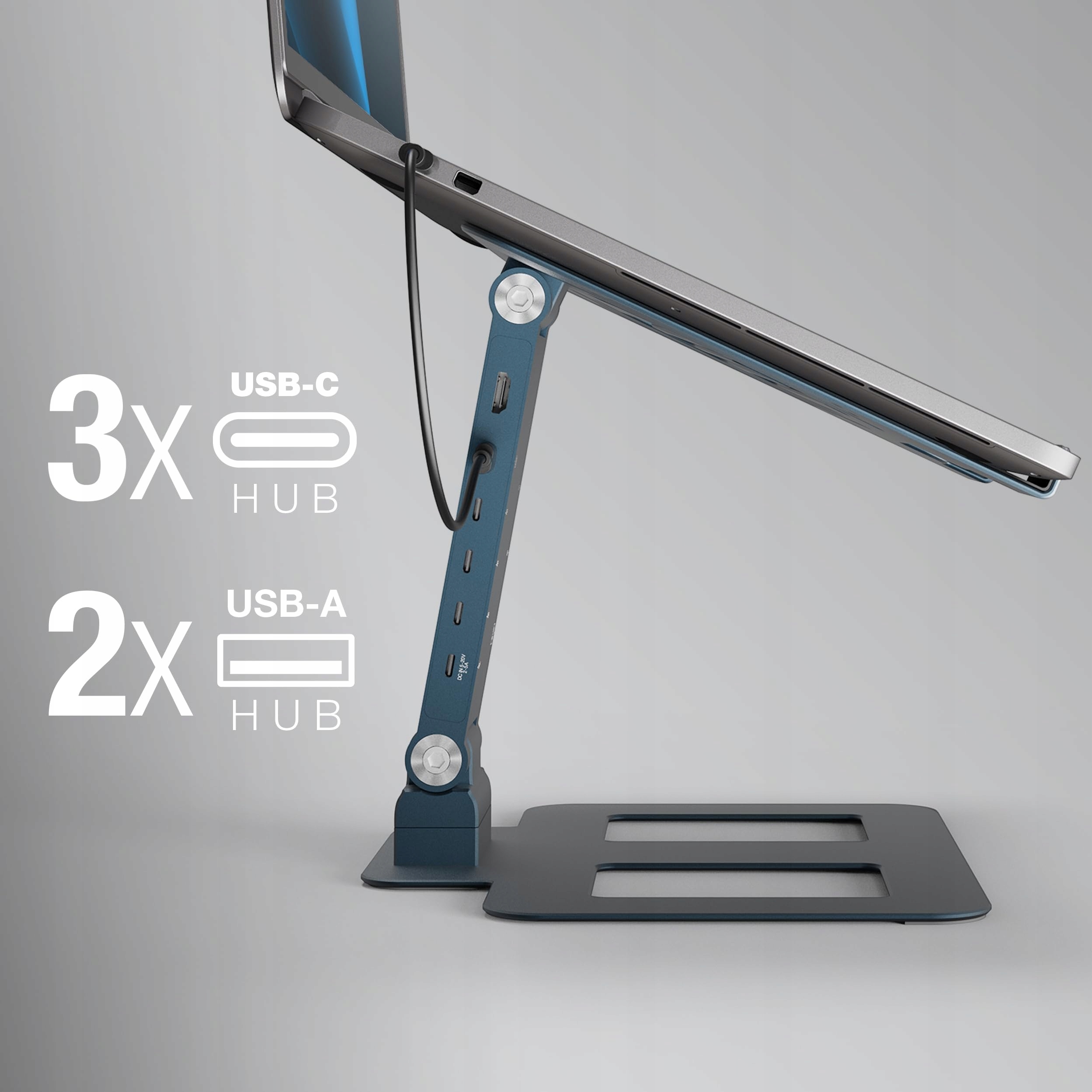 RELOOP ALUMINIOWY UNIWERSALNY STOJAK Z OBROTOWĄ PODSTAWKĄ POD LAPTOP — miniatura 7