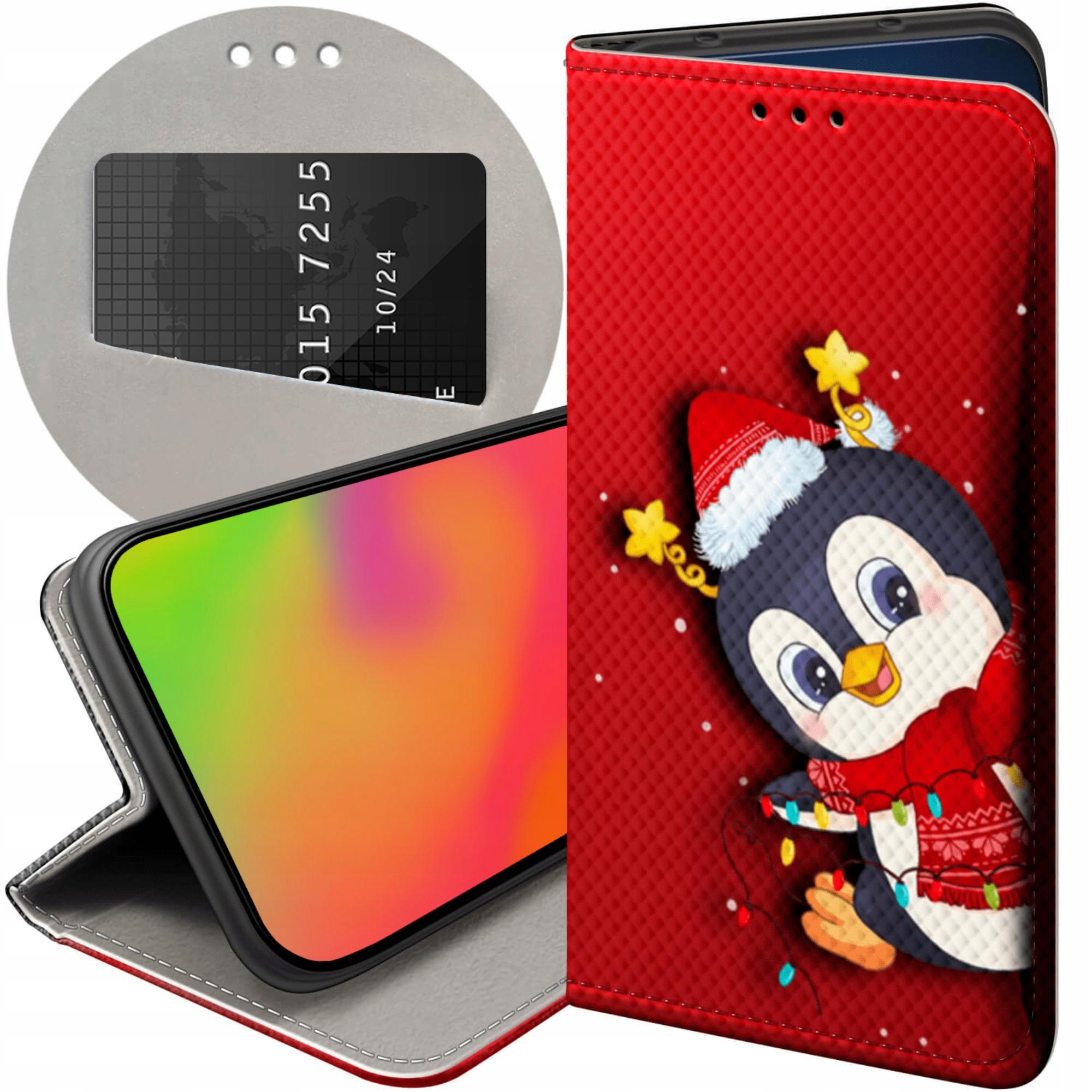 Etui Z Klapką Do Honor MAGIC7 Pro Święta Christmas Mikołaj Pingwin