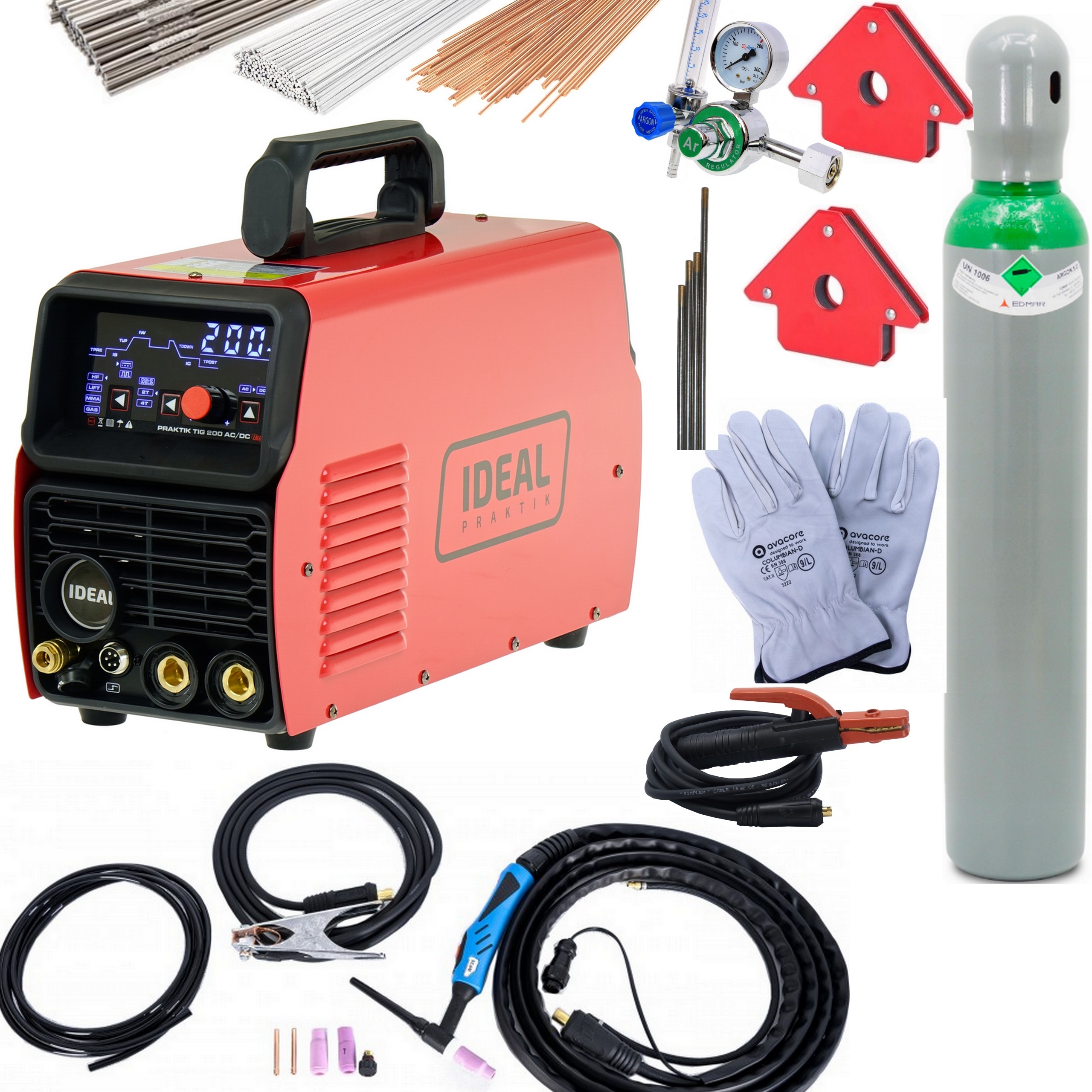 Spawarka Tig Aluminium Puls Ideal Praktik Tig 200 Ac/dc LCD Butla