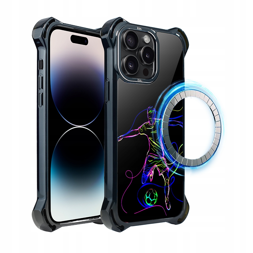 Pouzdro Ibizu DropGuard Ultra pro iPhone 14 Pro s MagSafe, síla fotbalu