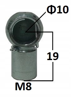 

Gniazdo kulowe otwór 10mm gwint M8 dł. 19mm