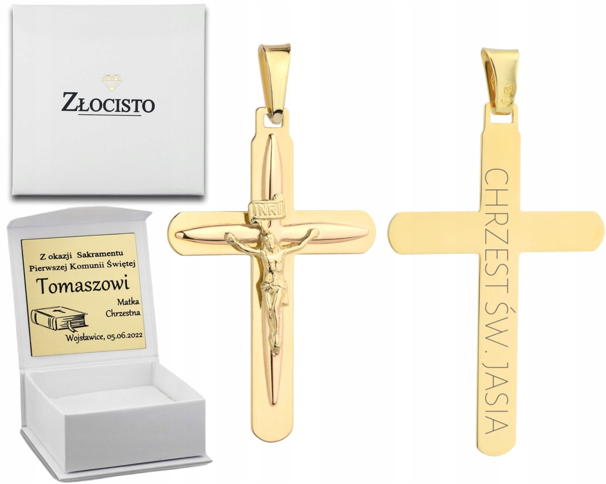 Zlatý Křížek S Obrázkem Ježíše 585 Gravírování Věnování Dárek K Přijímání