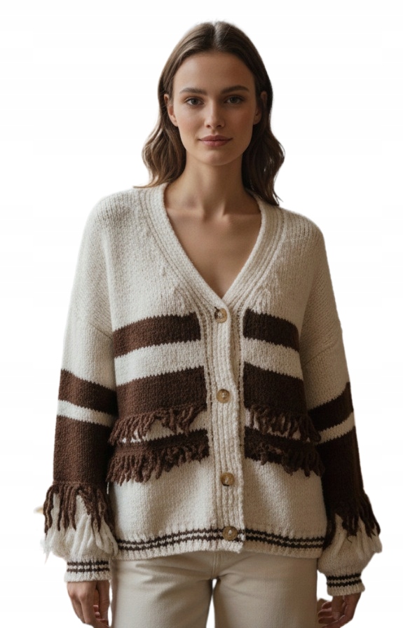 Dámský svetr Kardigan Rozpínací s třásněmi Třásně Teplý Podzim Zima