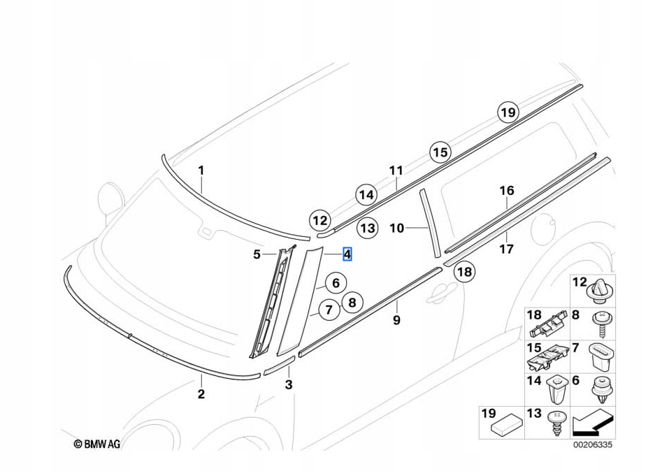 Mini OE Listwa oslona slupka A R55 R56 R57 ASO Parts manufacturer Mini original OE