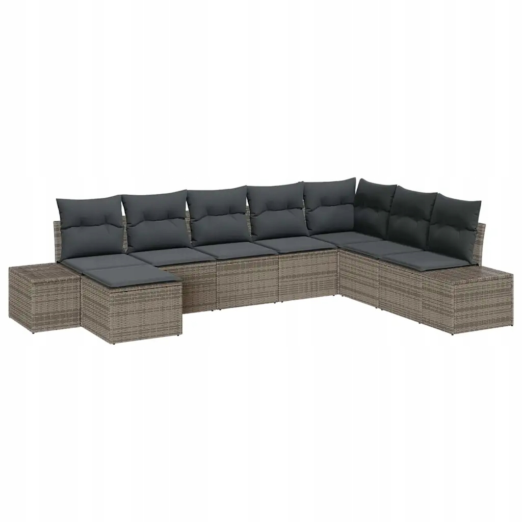 Modulární rohové zahradní pohovky pro 8 osob, šedý ratan, 60 cm