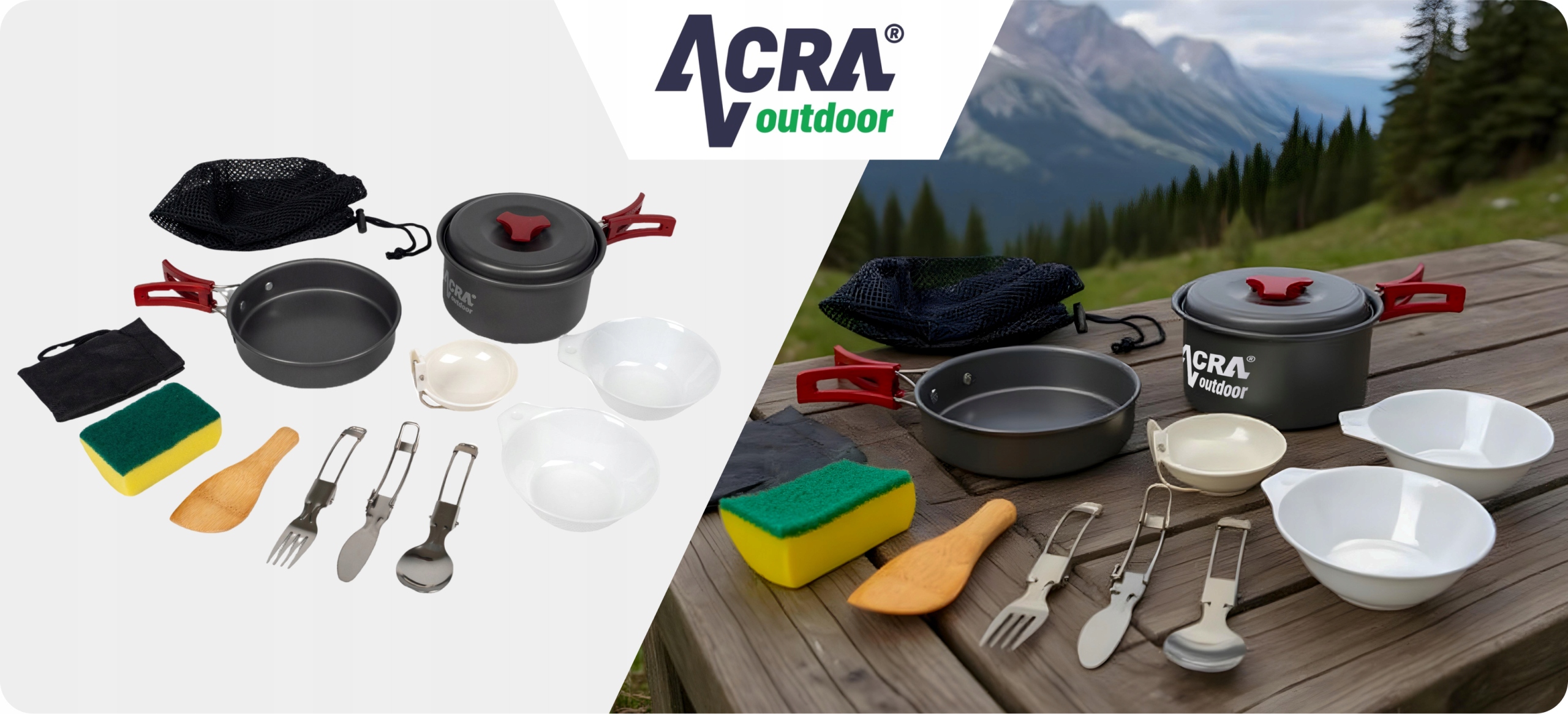 Acra C20 camping set nádobí alluminium pro 1-2 osoby