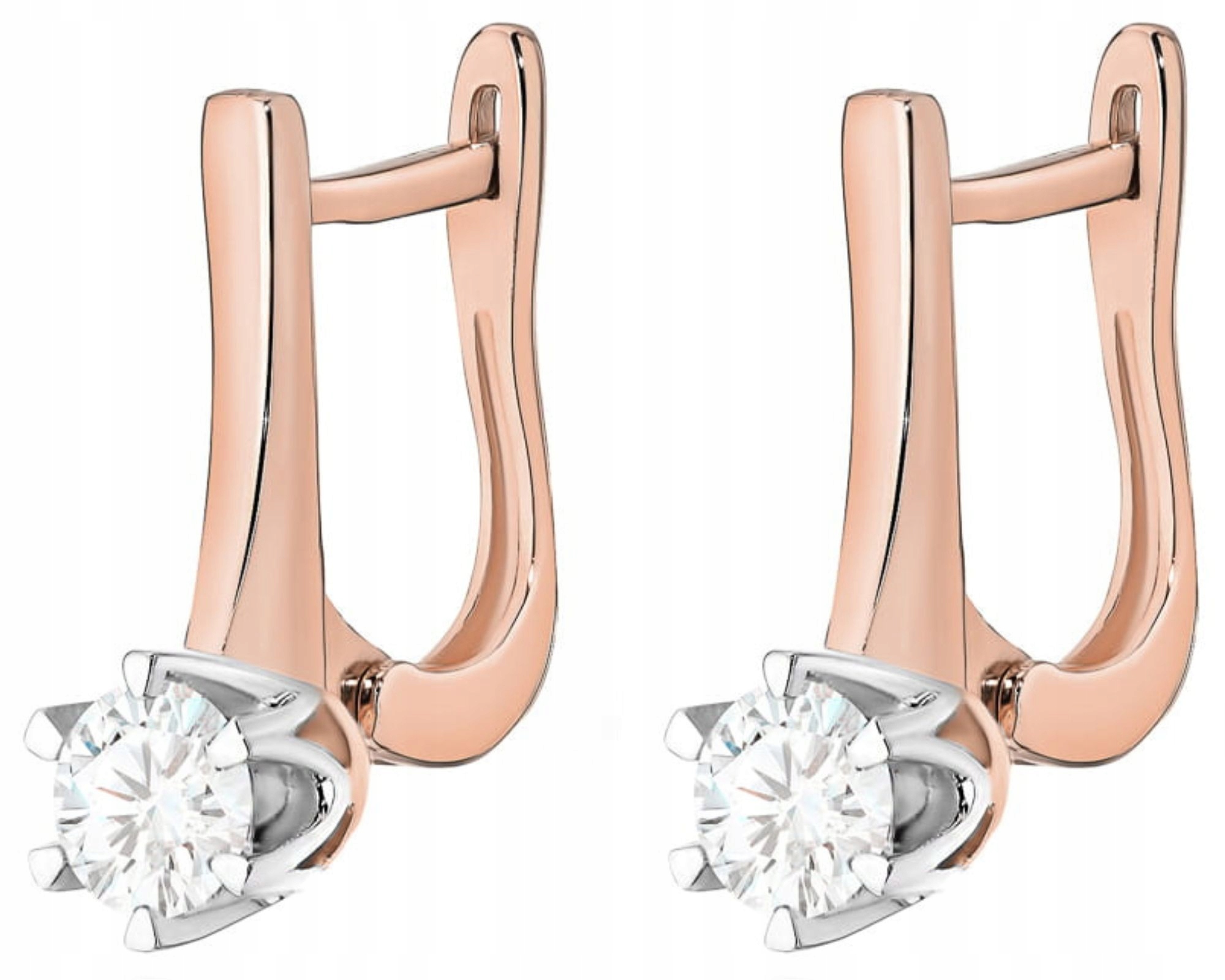 Růžové Zlato Náušnice Na Anglickém Zapínání S Brilianty, Závěsný Dárek
