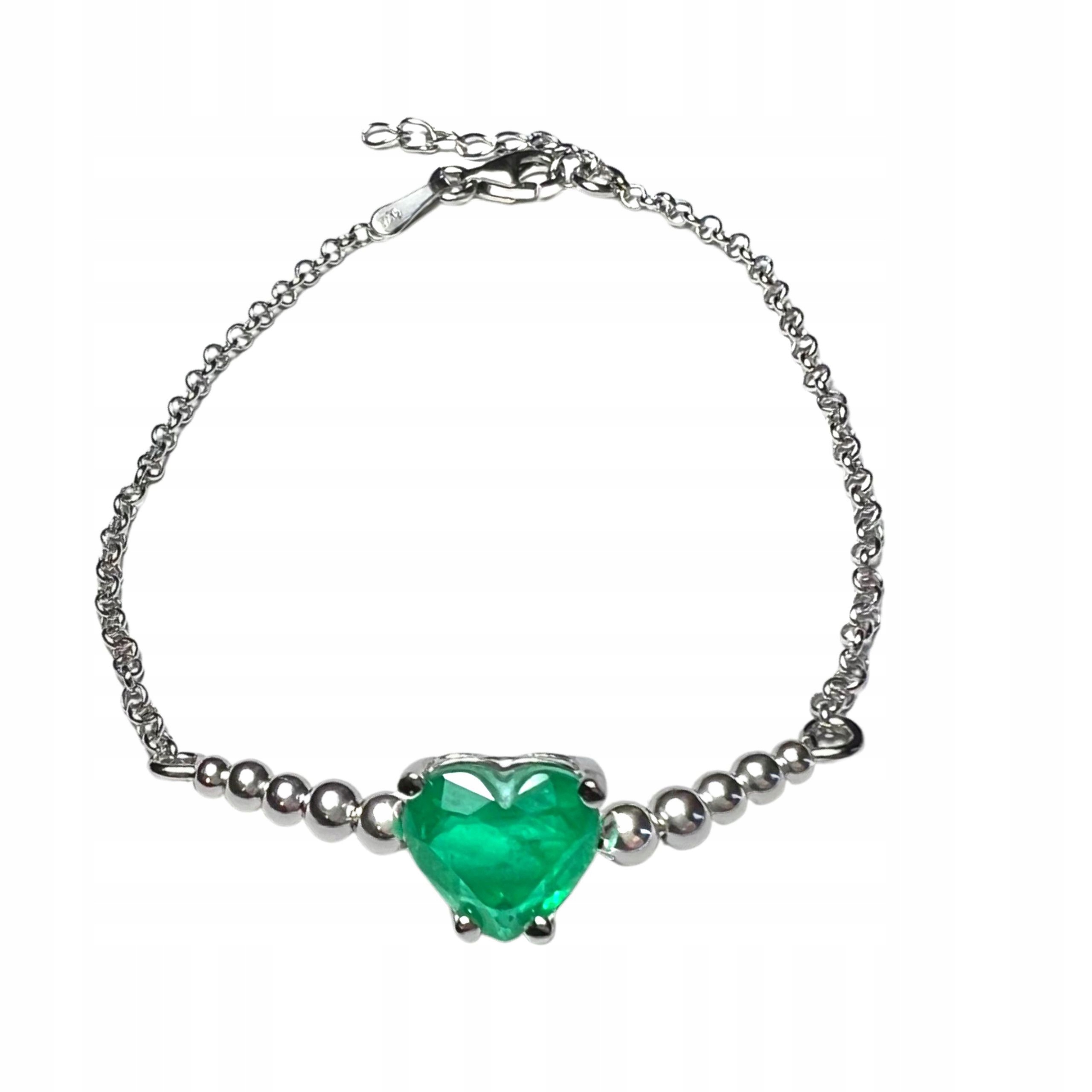 Dámský Náramek Stříbro O Ryzosti 925 Zelená Paraiba Turmalín Srdíčko