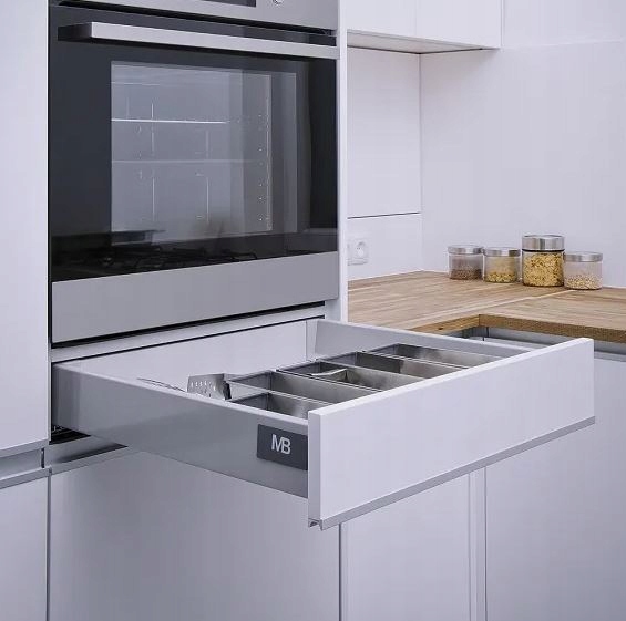 Moderní Šuplík Box Gtv pro troubu 500 šedá, výška 68 cm