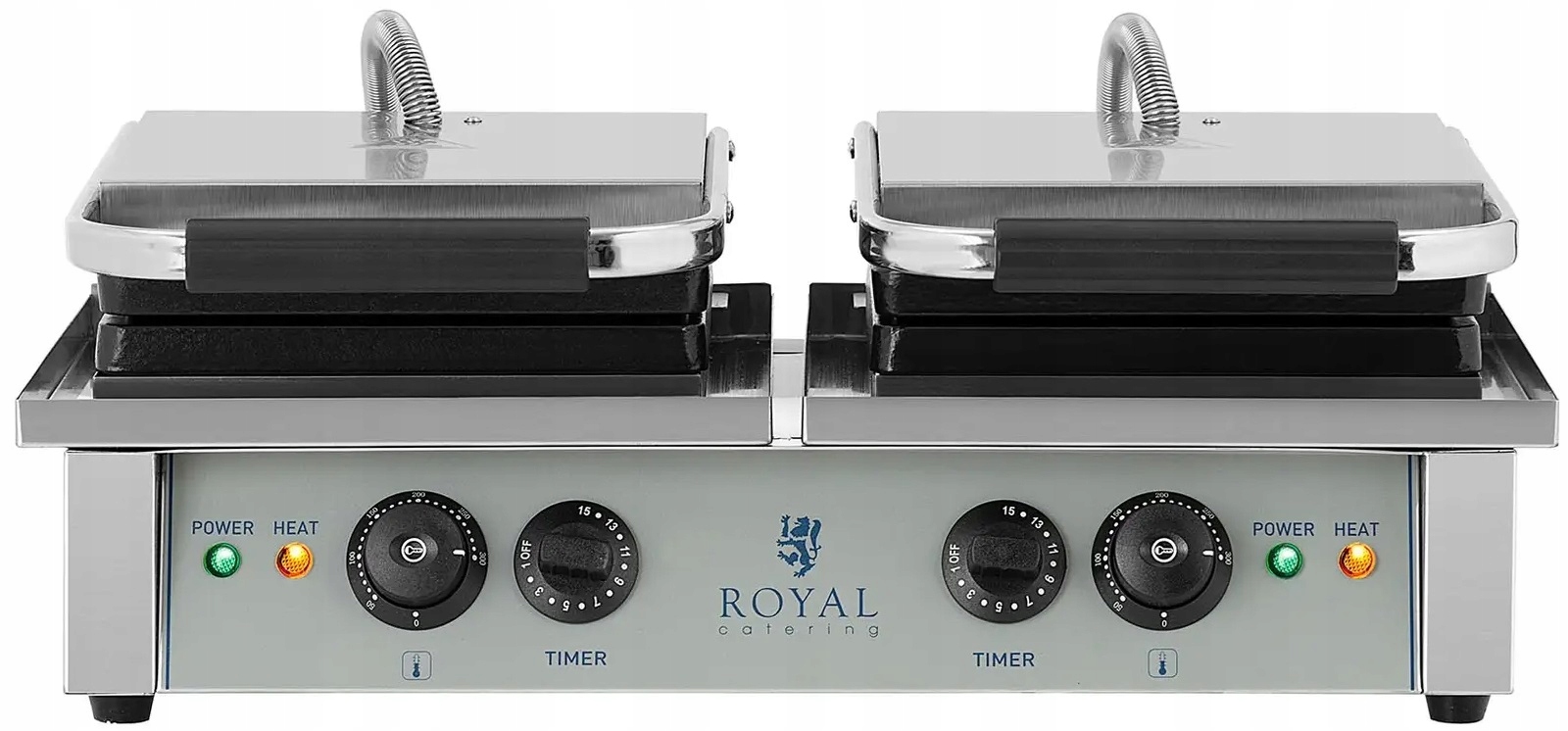 Gofrownica profesjonalna 2 x 2000 W prostokątna ROYAL CATERING RCWM-4000-E Waga produktu z opakowaniem jednostkowym 38 kg