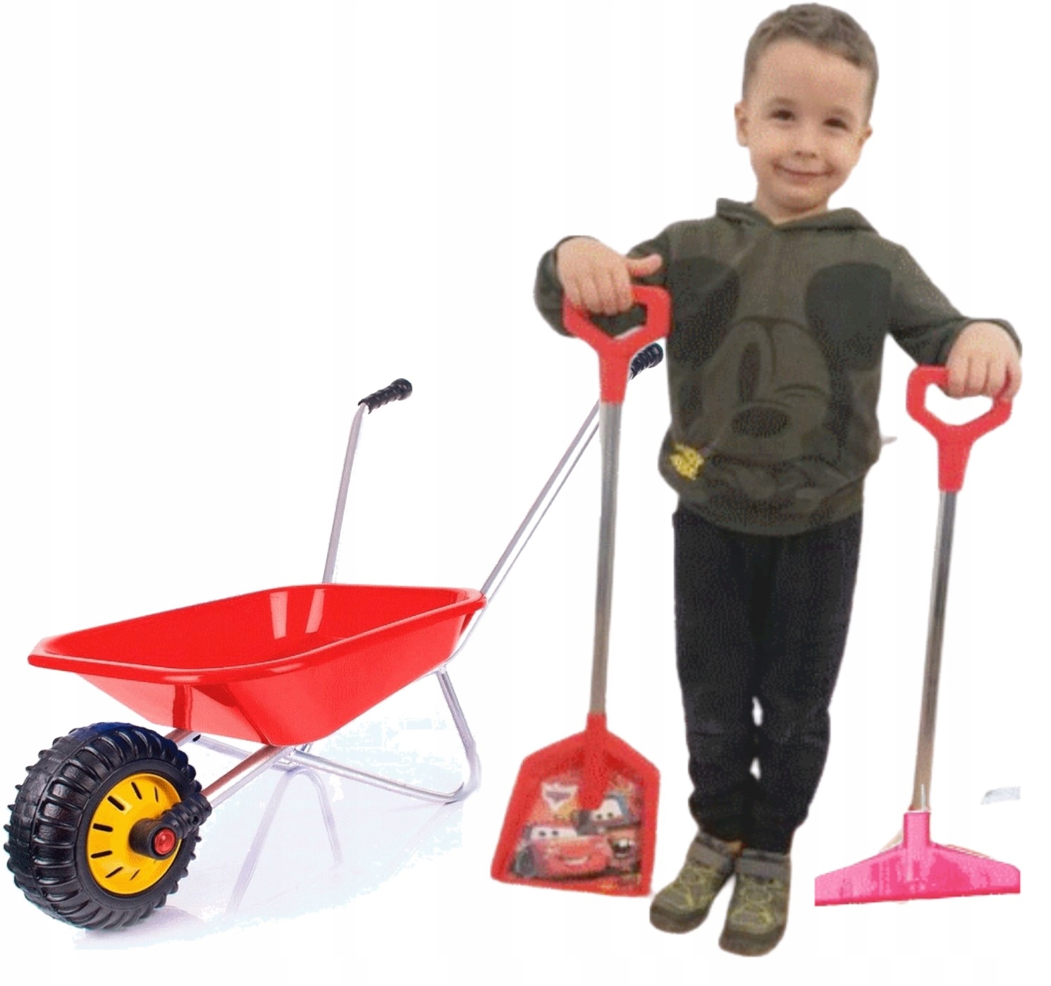 TACZKI ZESTAW TACZKA GRABKI ŁOPATA AUTO CARS