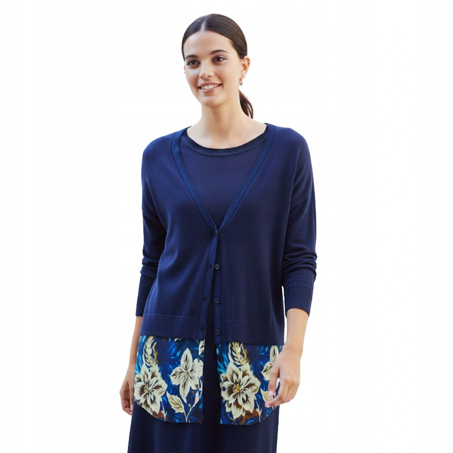 Dámský svetr Desigual Lucerna rozepínací kardigan tmavě modrý vel.