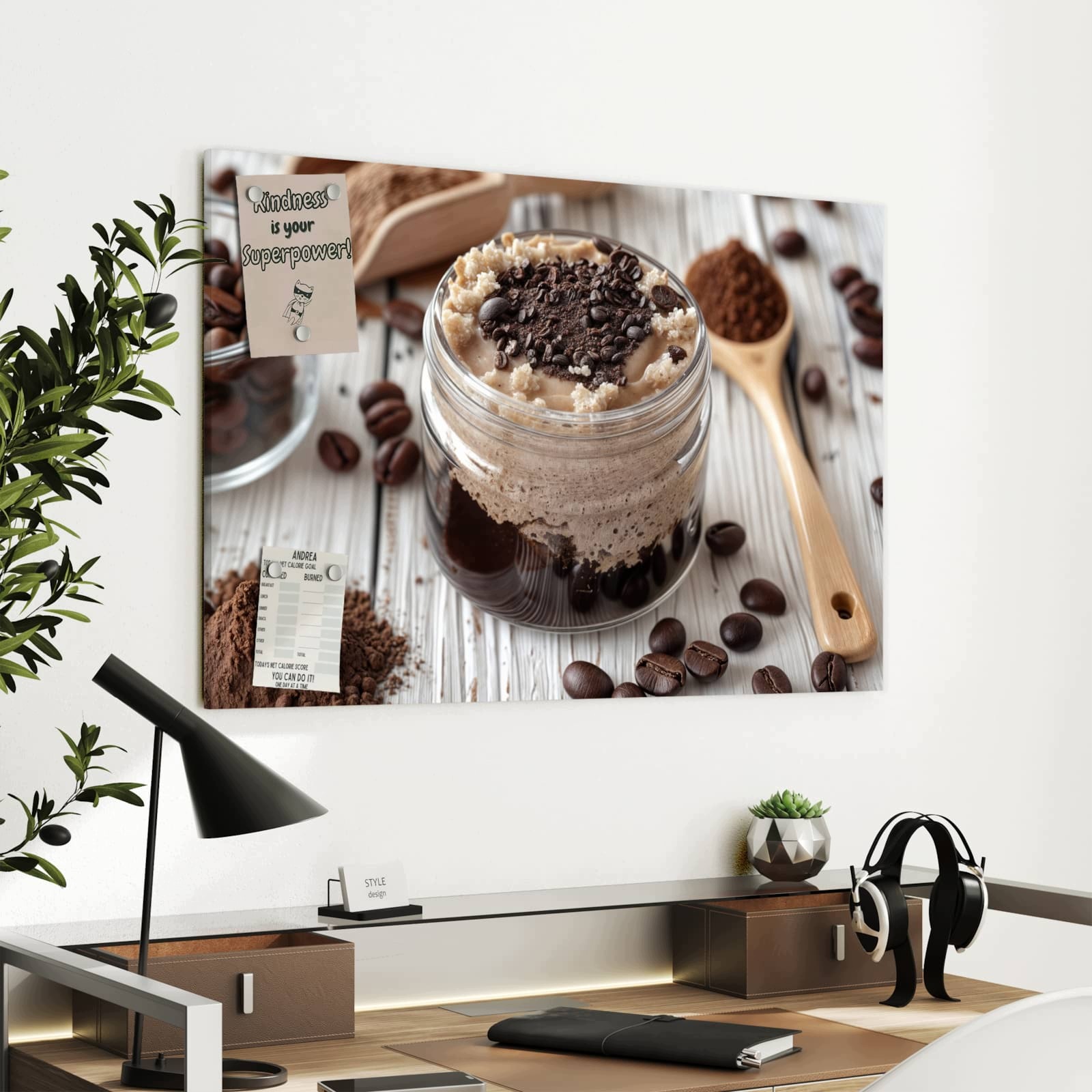 Magnetická tabule Deser kawový Sklo 90 × 60 cm