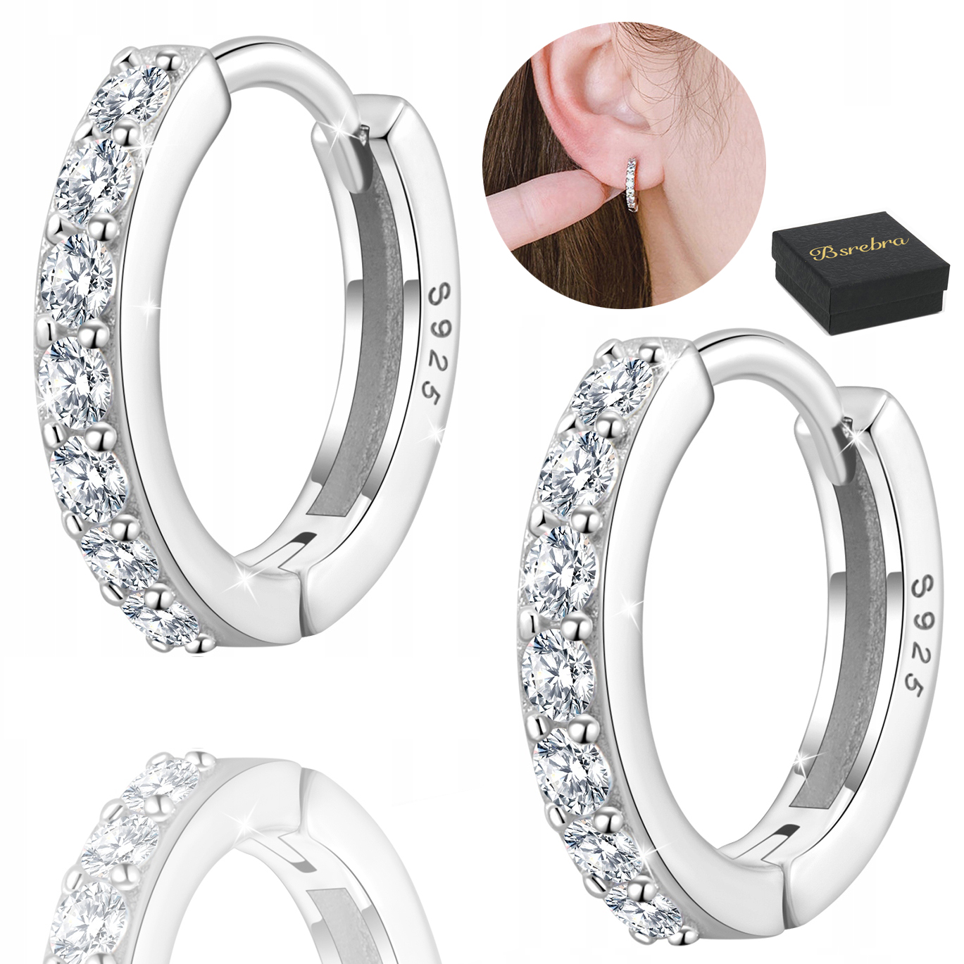 Stříbrné Náušnice Ryzost 925 Kolečka Ráfky Stříbro Kolečka se zirkony Dámské