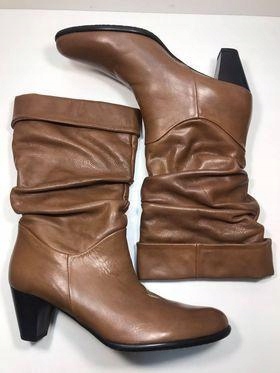 Mel&co Kozačky Na Kozačce Hnědé Kožené 41 Ks 41