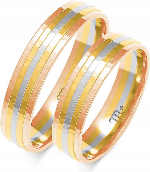 Růžové svatební snubní prsteny svatba 585, rok 29 30 31, výjimečná zlatá kolekce