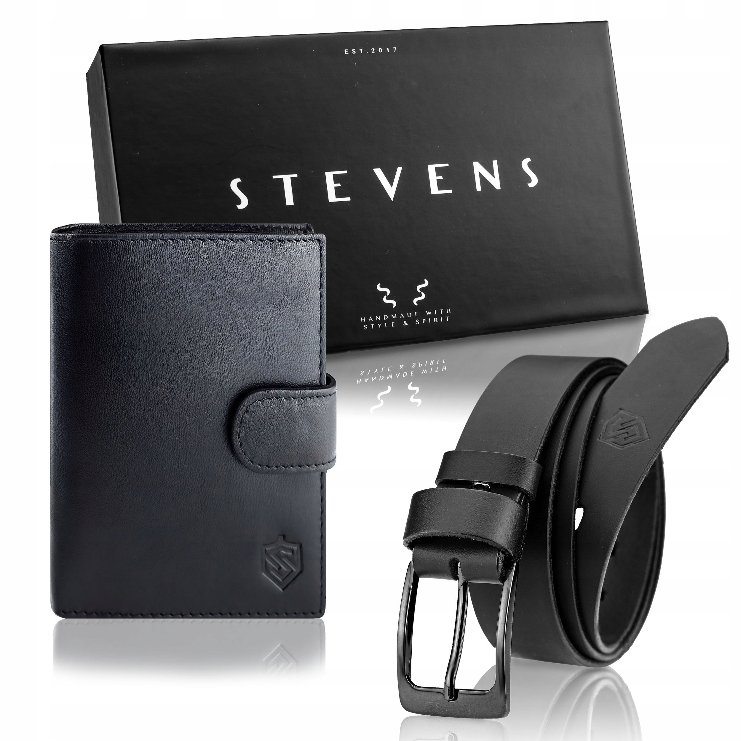 Pánská peněženka Kožený Opasek Dárková Sada Stevens Dárek k narozeninám