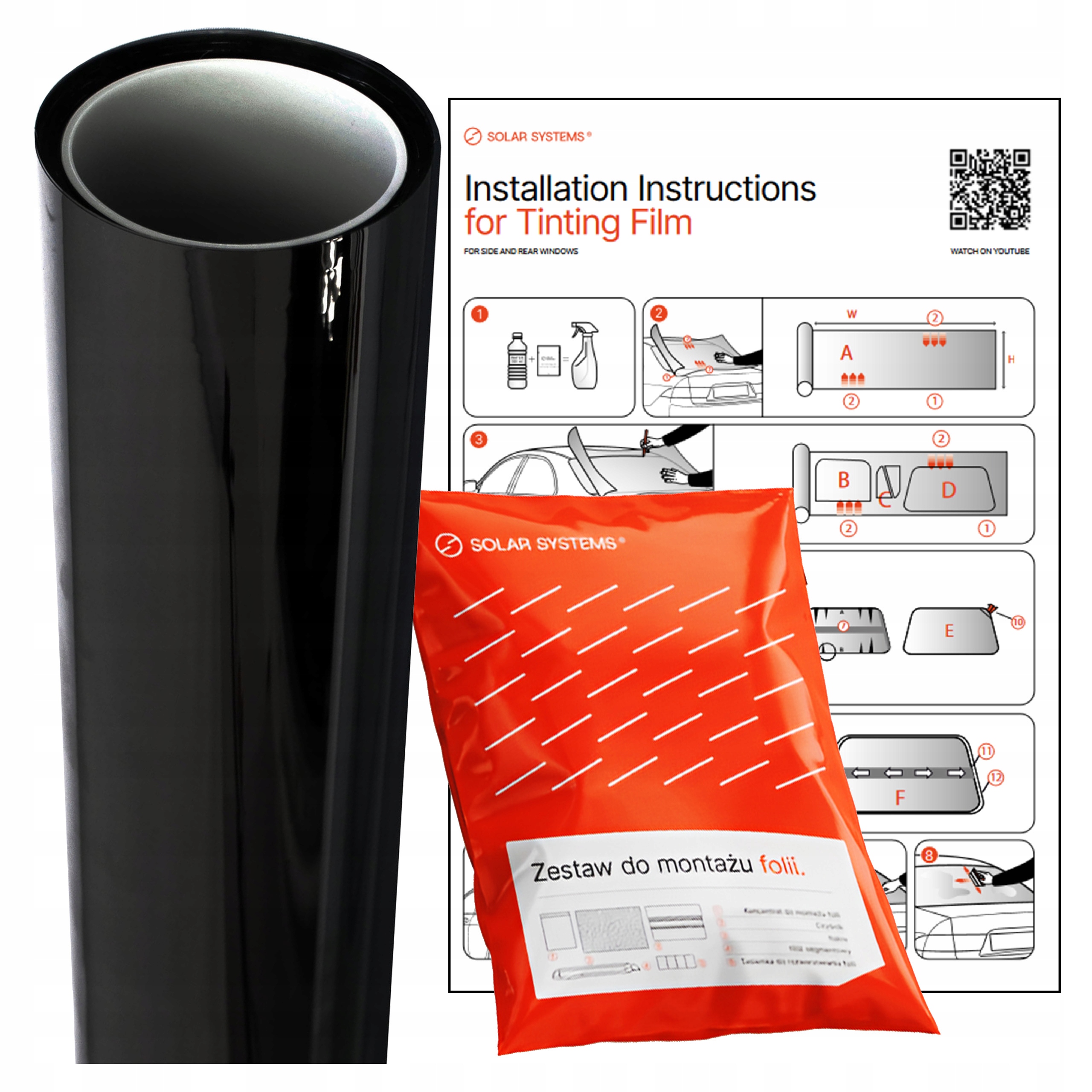 Fólie na zatemnění skel 500 x 75 cm smršťovací 95% černá Sada Auto