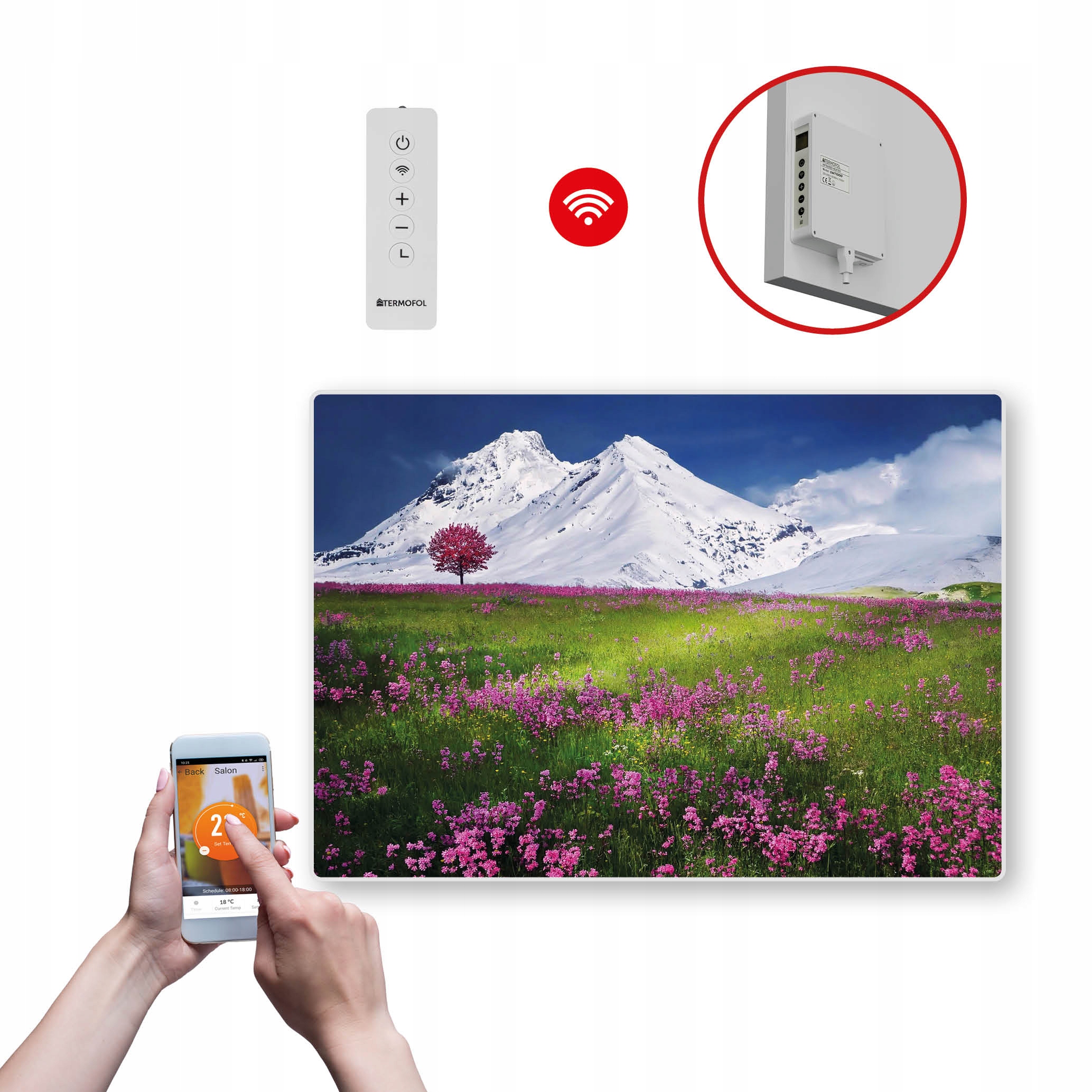 Dekoračný infračervený Vykurovací Panel s výkonom 500 W a Wifi