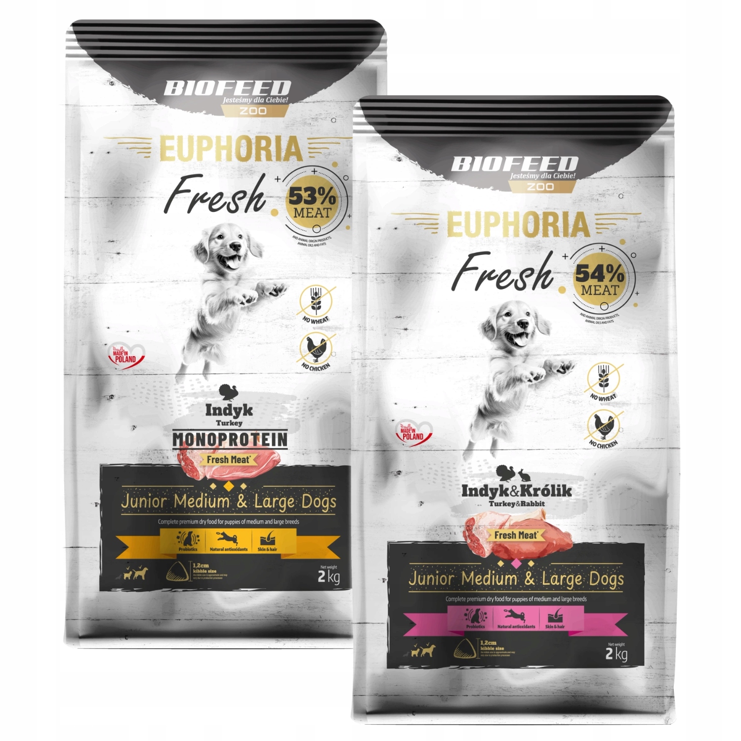 Levně Euphoria Fresh Meat Štěňátko Krmivo pro psa Krůta Králík+ Mono M/L 2kg x2