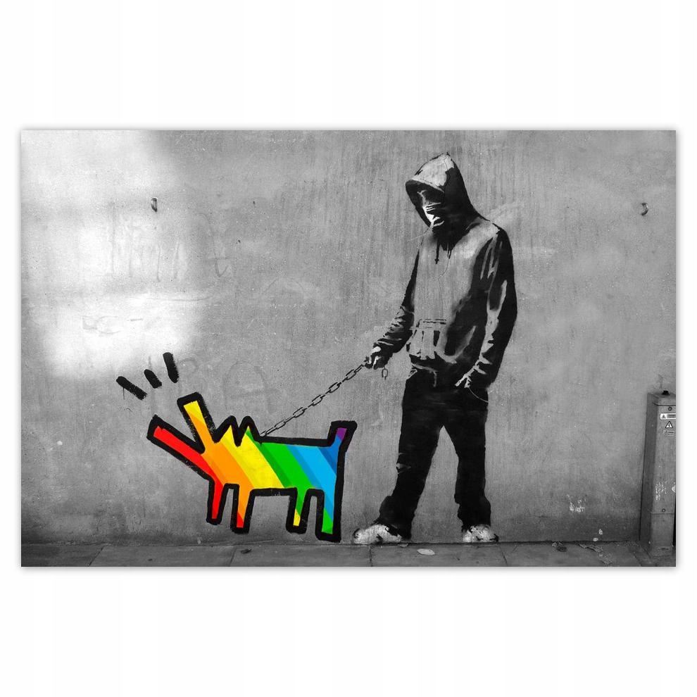 

Plakat 60x40 Banksy Tęczowy piesek