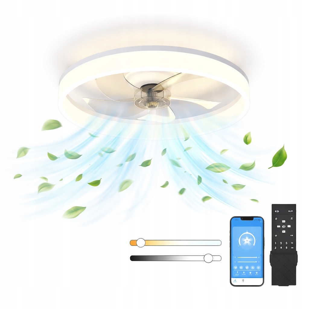 Stropní ventilátor s Led dálkovým ovládáním 50 cm s osvětlením, 3 barvy, dálkový ovladač