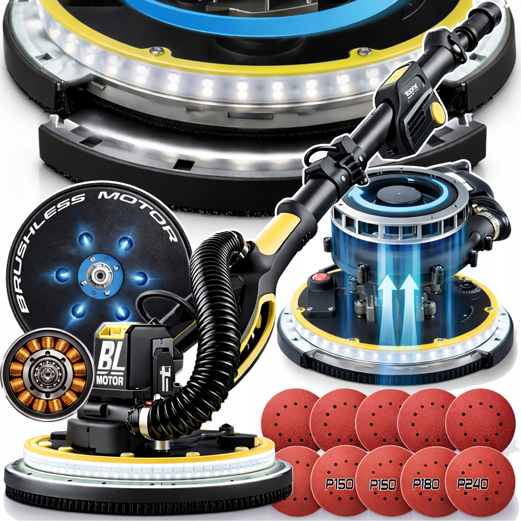 Bruska Žirafa Gipsu Hladí Omítku Stěn Omítek Dual Led Brushless tm252