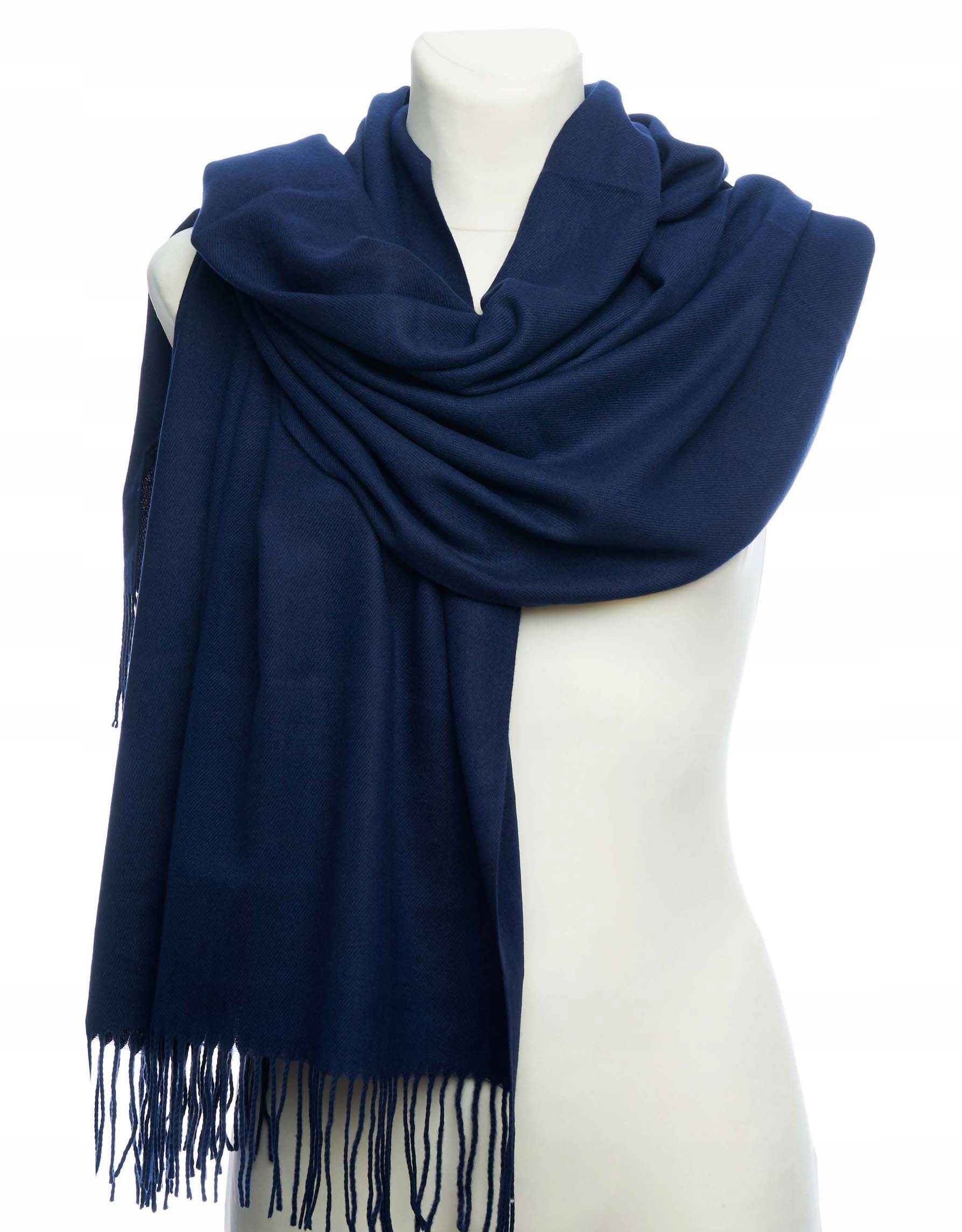 Суцільний колір пашміни шарф темно-синій Кашемір