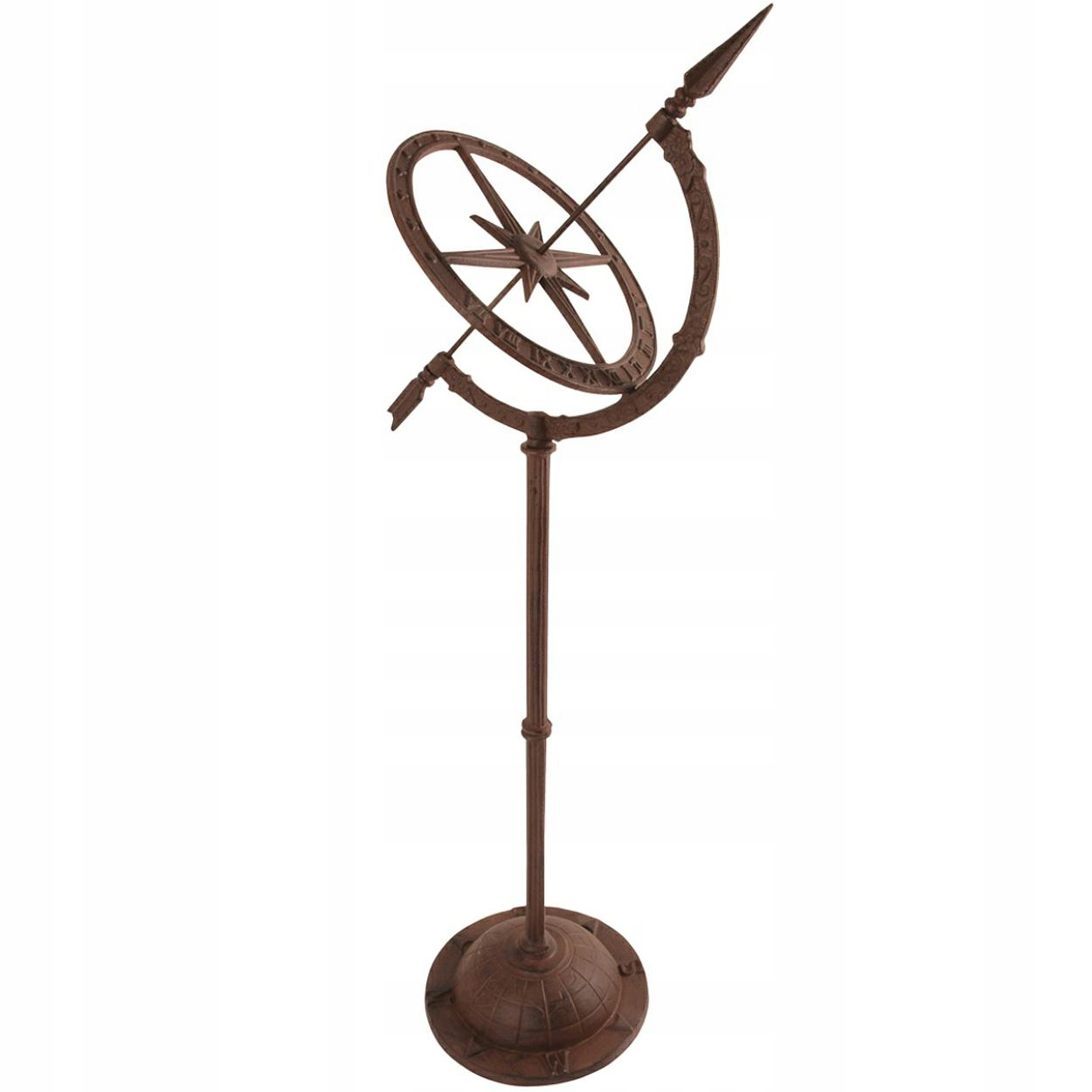 Żeliwny zegar słoneczny na stojaku 93 cm retro ozdoba do ogrodu