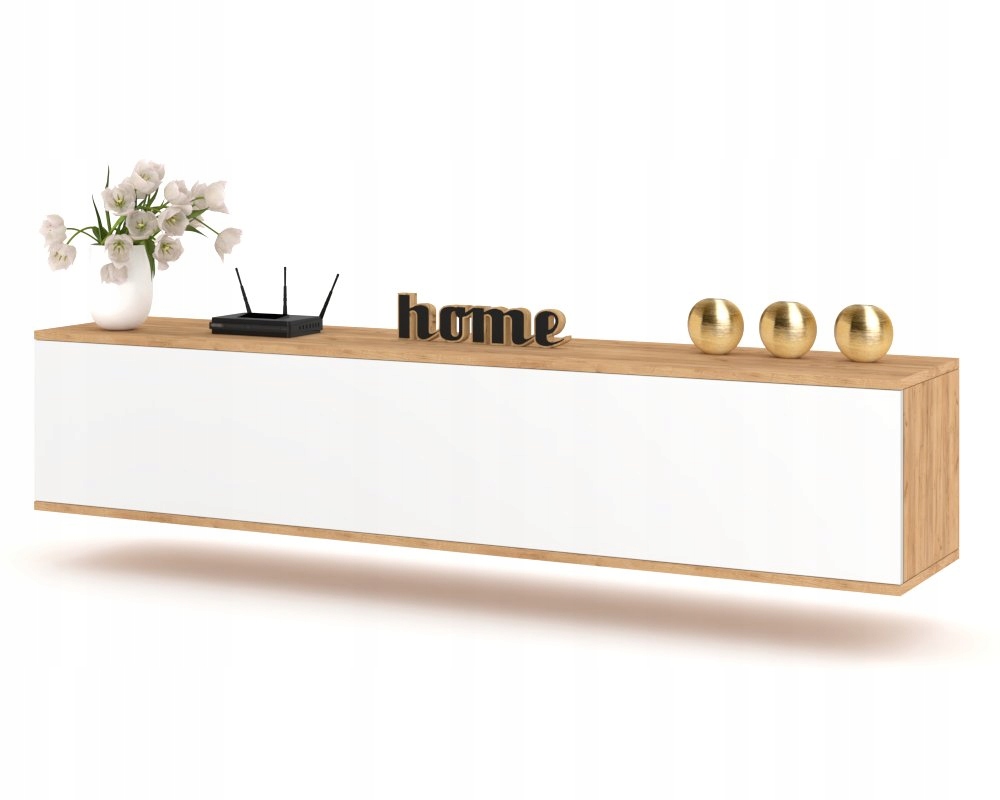 Wisząca Szafka RTV Komoda Pozioma do Salonu SIMPLY Craft Biały Mat