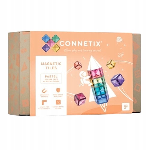 Connetix Klocki Magnetyczne Zestaw Konstrukcyjny Pastel Square Pack 40 El.