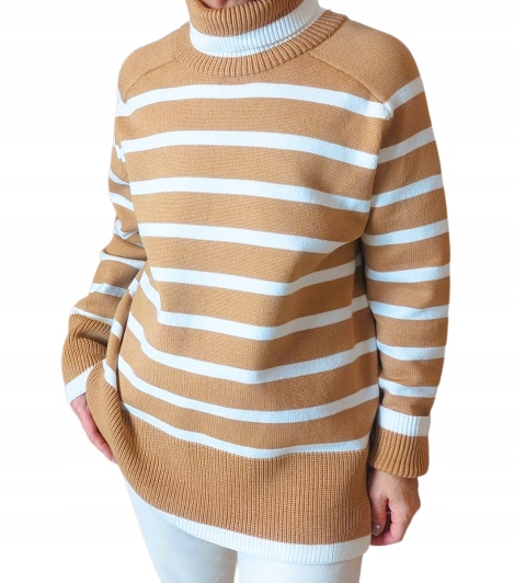 Cocomore Svetr Golf Karamelový Bílé pruhy
